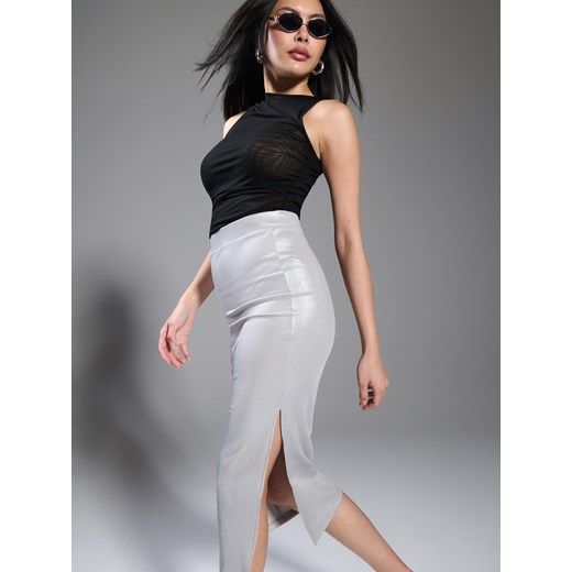 Sinsay - Spódnica midi - srebrny Sinsay XS Sinsay