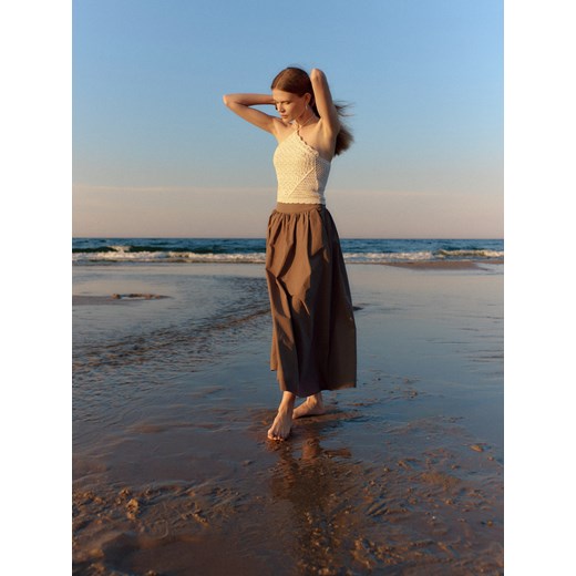 Reserved - Spódnica maxi z bawełną - brązowy Reserved L Reserved