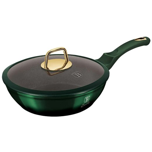Aluminiowa zielona patelnia z powłoką tytanową 24cm B3-F37 ze sklepu Edinos.pl w kategorii Naczynia - zdjęcie 173747309