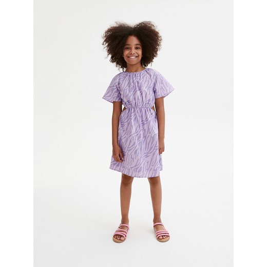 Reserved - Wzorzysta sukienka z lnem - lawendowy ze sklepu Reserved w kategorii Sukienki dziewczęce - zdjęcie 173747536