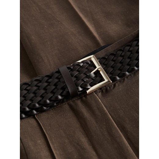 Reserved - Spodnie z paskiem - ciemnobrązowy Reserved M Reserved