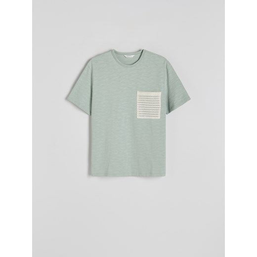 Reserved - T-shirt comfort z kieszonką - jasnozielony Reserved XL Reserved