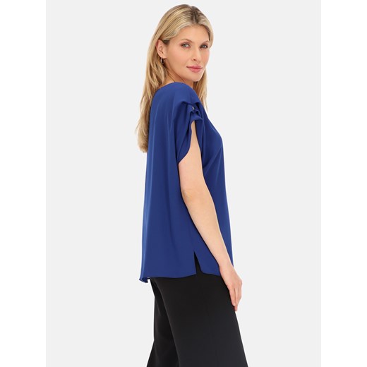 Kimonowa niebieska bluzka damska Potis & Verso Zoel ze sklepu Eye For Fashion w kategorii Bluzki damskie - zdjęcie 173751369