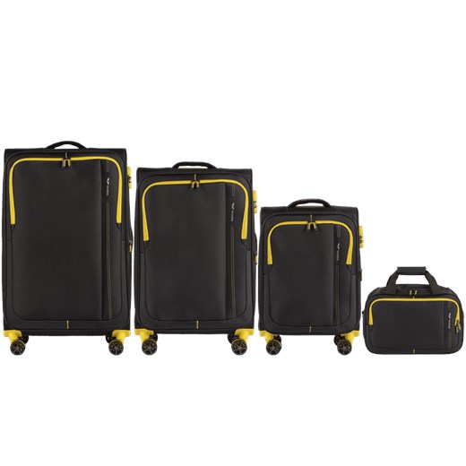 Zestaw 3 walizek AVOCENT + torba podręczna Wings DARK GREY / YELLOW ze sklepu WINGS w kategorii Walizki - zdjęcie 173753787