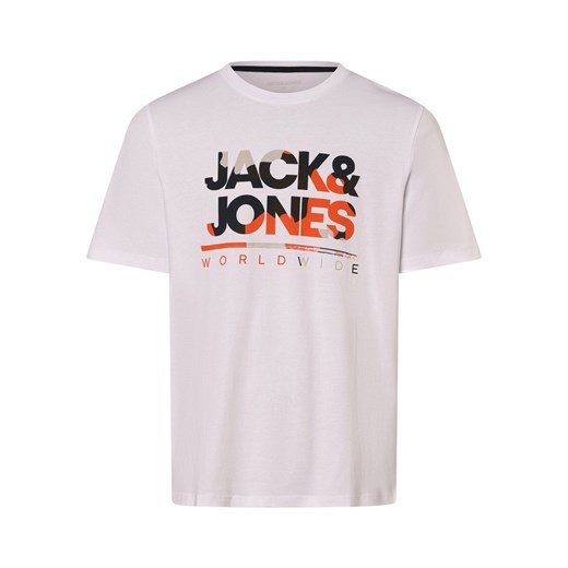 Jack & Jones Koszulka męska - JJLuke Mężczyźni Bawełna biały nadruk ze sklepu vangraaf w kategorii T-shirty męskie - zdjęcie 173753925