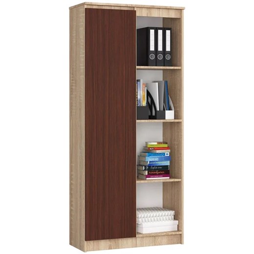 Regał do biura osiem półek dąb sonoma + wenge - Cersal 3X ze sklepu Edinos.pl w kategorii Regały i witryny - zdjęcie 173756889