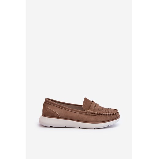 Mokasyny Zamsz Platforma Damskie Brązowe Sergio Leone SP012 Sergio Leone 37 okazyjna cena ZAZOO