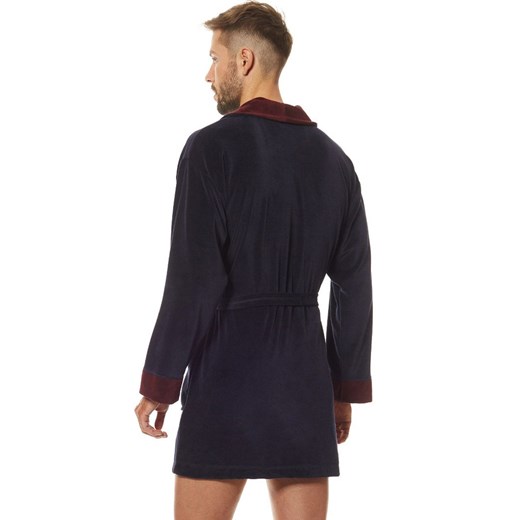 Szlafrok męski krótki granatowy 9101 BJ, Kolor granatowy, Rozmiar 2XL, L&amp;L ze sklepu Primodo w kategorii Szlafroki męskie - zdjęcie 173762218