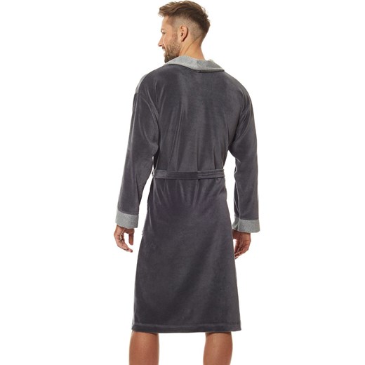 Elegancki szlafrok męski grafitowy 9102, Kolor grafitowy, Rozmiar 2XL, L&amp;L ze sklepu Primodo w kategorii Szlafroki męskie - zdjęcie 173762227