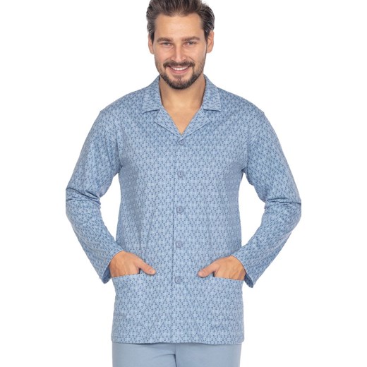 Rozpinana piżama męska niebieska 463, Kolor niebieski, Rozmiar M, Regina ze sklepu Intymna w kategorii Piżamy męskie - zdjęcie 173762659