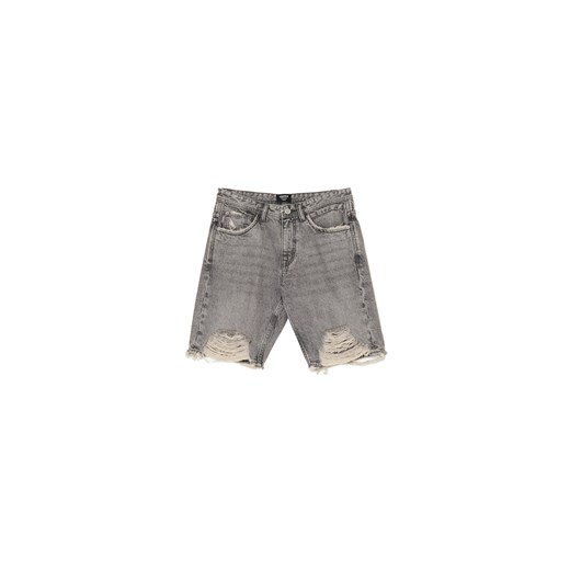 Cropp - Szare szorty denim z przetarciami - jasny szary ze sklepu Cropp w kategorii Spodenki męskie - zdjęcie 173763536
