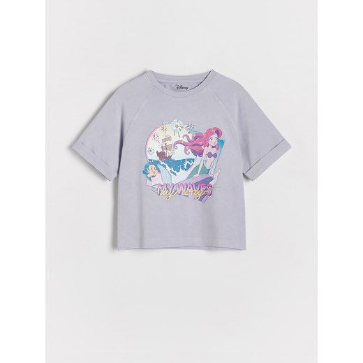 Reserved - T-shirt z nadrukim Mała Syrenka - jasnoszary Reserved 116 (5-6 lat) Reserved