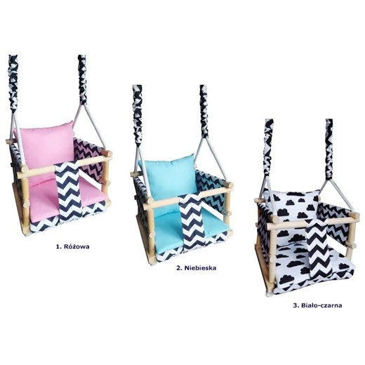 Różowa huśtawka dziecięca kubełkowa 3w1 - Antola Elior One Size Edinos.pl