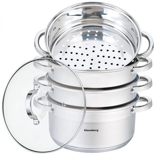 5 elementowy komplet garnków na parę 24cm L4-K79 ze sklepu Edinos.pl w kategorii Garnki - zdjęcie 173772618