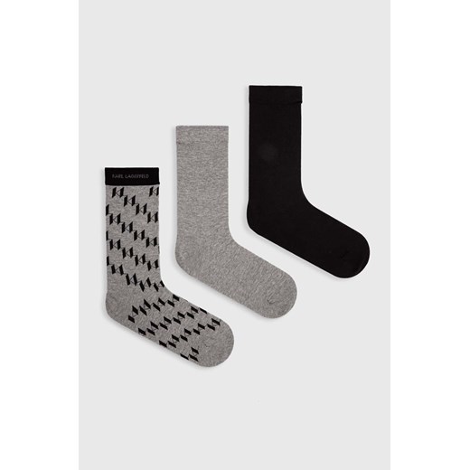 Karl Lagerfeld skarpetki K/MONOGRAM 3-pack kolor szary 245M6004 ze sklepu ANSWEAR.com w kategorii Skarpetki damskie - zdjęcie 173775329