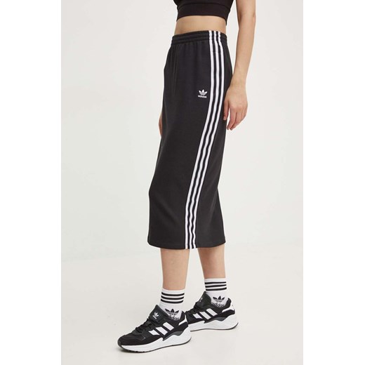 adidas Originals spódnica Knitted Skirt kolor czarny midi prosta IY7279 ze sklepu ANSWEAR.com w kategorii Spódnice - zdjęcie 173775649