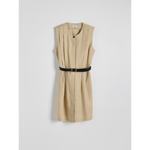 Reserved - Sukienka z lyocellu i lnu - beżowy Reserved M Reserved