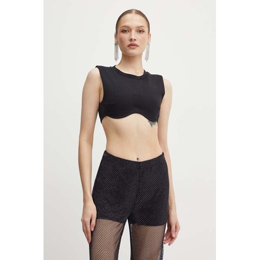 Patrizia Pepe top kolor czarny gładka 8M1646 J219 ze sklepu ANSWEAR.com w kategorii Bluzki damskie - zdjęcie 173779269