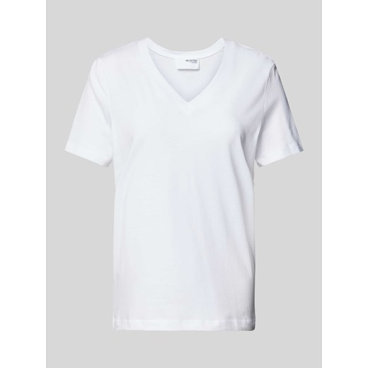 T-shirt z dekoltem w serek model ‘ESSENTIAL’ ze sklepu Peek&Cloppenburg  w kategorii Bluzki damskie - zdjęcie 173779899