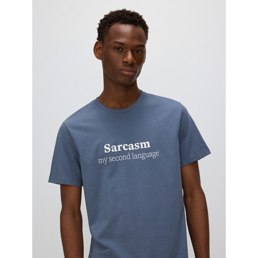 Reserved - T-shirt regular z nadrukiem - granatowy Reserved M promocja Reserved
