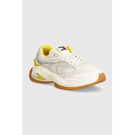 Tommy Jeans sneakersy TJW TRENDY RETRO RUNNER kolor beżowy EN0EN02550 ze sklepu ANSWEAR.com w kategorii Buty sportowe damskie - zdjęcie 173787827