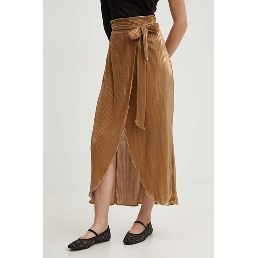 Never Fully Dressed spódnica kolor złoty maxi prosta NFDSK423 ze sklepu ANSWEAR.com w kategorii Spódnice - zdjęcie 173788249