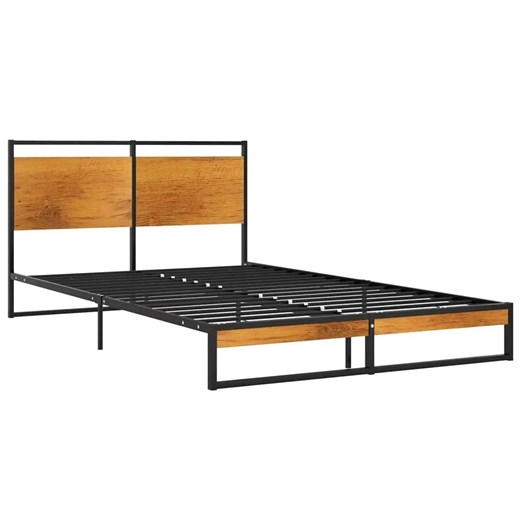 Czarne metalowe łóżko małżeńskie w stylu loft 140x200 cm - Zana ze sklepu Edinos.pl w kategorii Łóżka i materace - zdjęcie 173789339