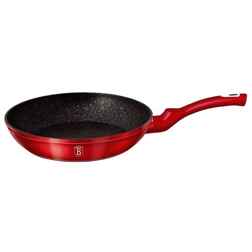 Aluminiowa czerwona patelnia na indukcję 20cm A0-F32 ze sklepu Edinos.pl w kategorii Naczynia - zdjęcie 173789369