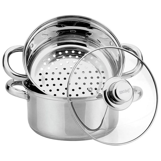 Zestaw do gotowania na parze ze stali nierdzewnej 18cm - Lenton 16X ze sklepu Edinos.pl w kategorii Garnki - zdjęcie 173789426