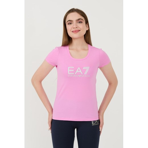 EA7 Różowy t-shirt, Rozmiar L ze sklepu outfit.pl w kategorii Bluzki damskie - zdjęcie 173791636