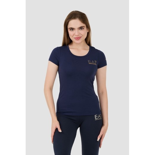 EA7 Granatowy t-shirt, Rozmiar M ze sklepu outfit.pl w kategorii Bluzki damskie - zdjęcie 173791718