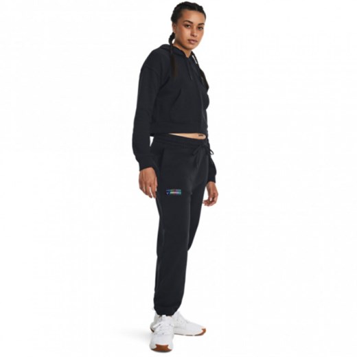 Damskie spodnie dresowe Under Armour Project Rock HW Terry Pant - czarne ze sklepu Sportstylestory.com w kategorii Spodnie damskie - zdjęcie 173792697