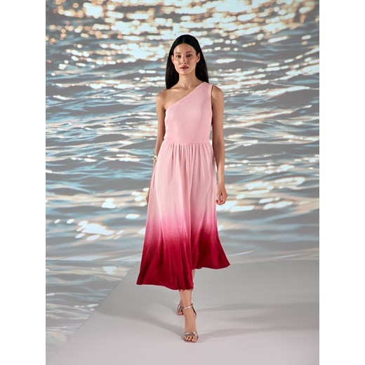 Mohito - Sukienka midi z efektem ombre - fuksjowy Mohito L Mohito