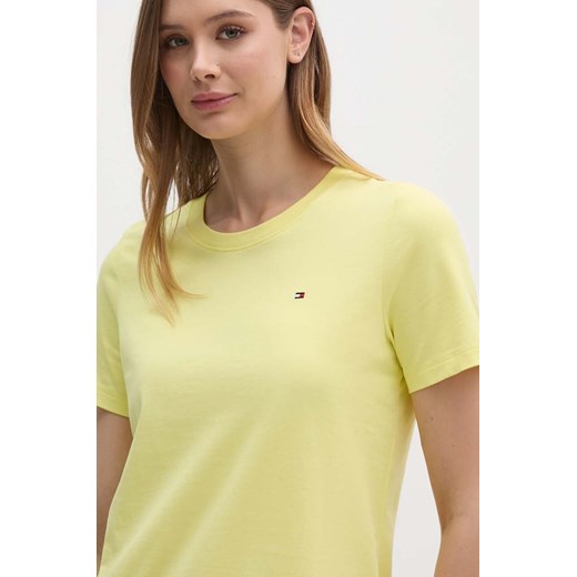 Tommy Hilfiger t-shirt bawełniany kolor żółty ze sklepu ANSWEAR.com w kategorii Bluzki damskie - zdjęcie 173795087