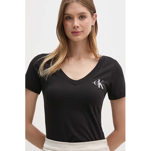 Calvin Klein Jeans t-shirt bawełniany 2-pack kolor beżowy J20J223447 ze sklepu ANSWEAR.com w kategorii Bluzki damskie - zdjęcie 173795258