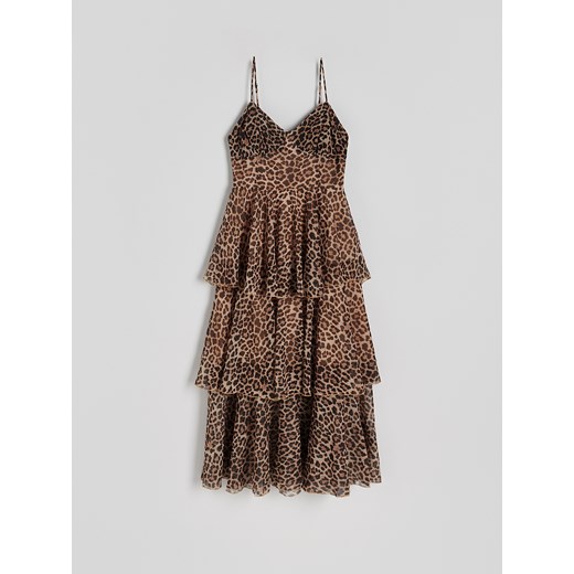 Reserved - Sukienka midi ze zwierzęcym nadrukiem - wielobarwny Reserved L Reserved
