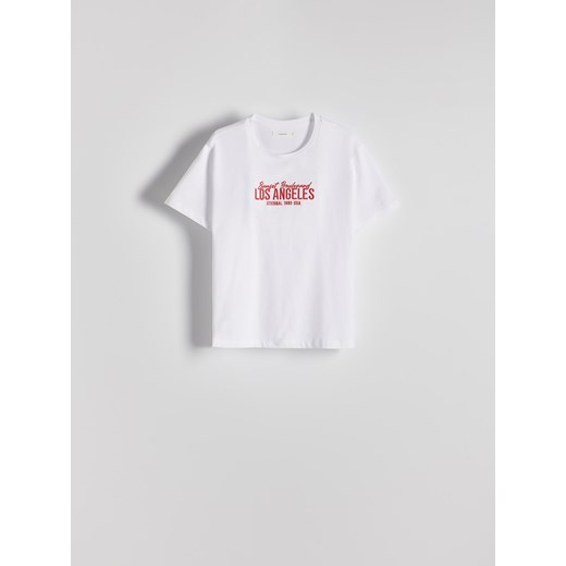 Reserved - T-shirt z haftem - biały Reserved M Reserved