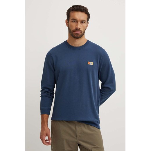 Fjallraven bluza Vardag Sweater męska kolor granatowy gładka F87070.638-638 ze sklepu ANSWEAR.com w kategorii Bluzy męskie - zdjęcie 173800417