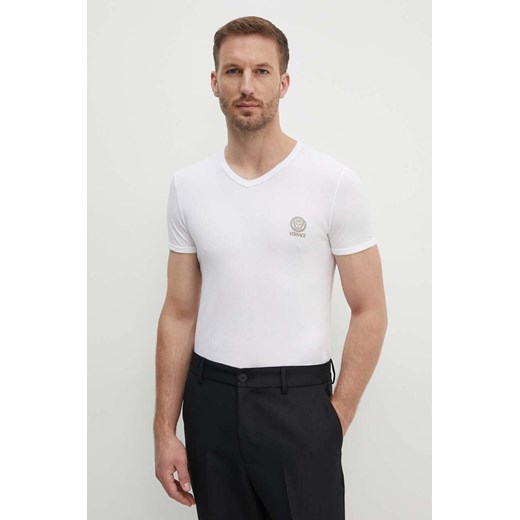 Versace t-shirt męski kolor biały z nadrukiem AUU01004 1A10011 ze sklepu ANSWEAR.com w kategorii T-shirty męskie - zdjęcie 173800429