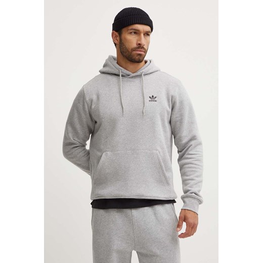 adidas Originals bluza Essential męska kolor szary z kapturem melanżowa IY4920 ze sklepu ANSWEAR.com w kategorii Bluzy męskie - zdjęcie 173800577