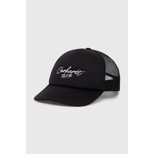 Carhartt WIP czapka z daszkiem Signature Trucker Cap kolor czarny z aplikacją I034024.0D2XX ze sklepu PRM w kategorii Czapki z daszkiem damskie - zdjęcie 173802625