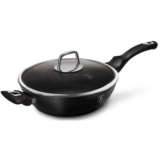 Czarna granitowa patelnia na indukcję 28 cm - Flavum 5X ze sklepu Edinos.pl w kategorii Naczynia - zdjęcie 173806508