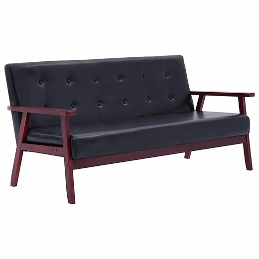 3-osobowa czarna sofa retro - Garner 3X ze sklepu Edinos.pl w kategorii Sofy i kanapy - zdjęcie 173806677