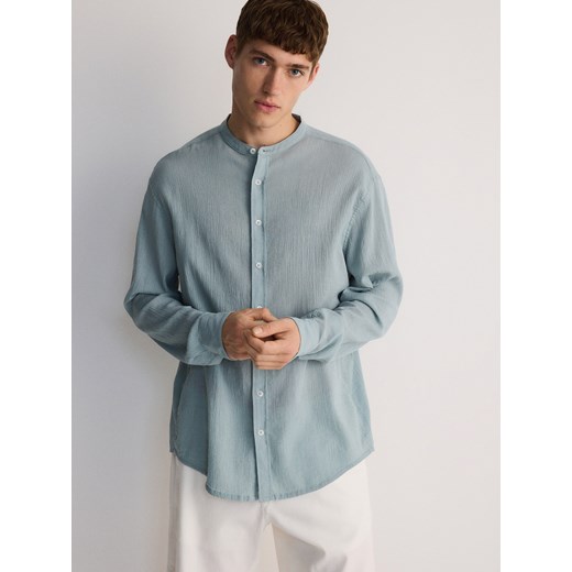 Reserved - Koszula regular ze stójką - jasnozielony ze sklepu Reserved w kategorii Koszule męskie - zdjęcie 173809146