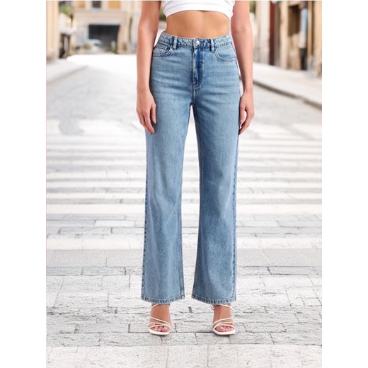 Sinsay - Jeansy wide leg high waist - niebieski Sinsay 44 wyprzedaż Sinsay