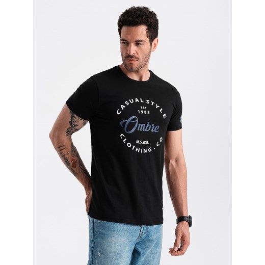T-shirt męski Ombre z bawełny z nadrukami 