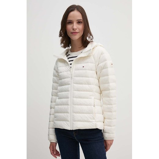 Tommy Hilfiger kurtka puchowa damska kolor beżowy przejściowa WW0WW42350 ze sklepu ANSWEAR.com w kategorii Kurtki damskie - zdjęcie 173814717