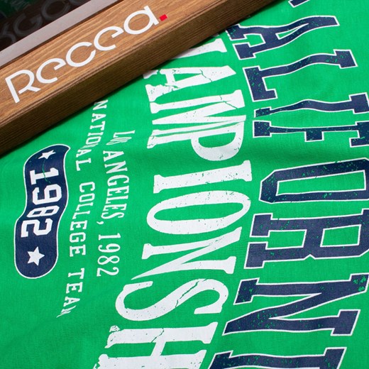 Koszulka bawełniana męska t-shirt z printem seledynowy Recea Recea XXL okazja Recea.pl