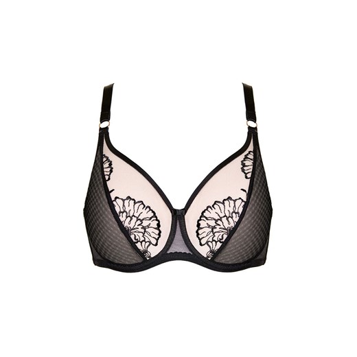 Figi damskie z ozdobnym haftem w kwiaty Kala, Kolor czarno-beżowy, Rozmiar 36, Gorteks 44 wyprzedaż Intymna