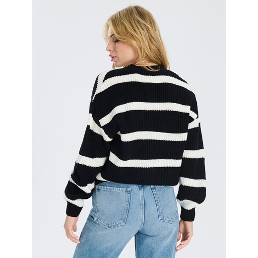 Sinsay - Krótki kardigan z dekoltem w serek - czarny Sinsay M Sinsay